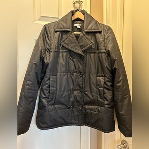 Women’s Lacoste warm coat parka jacket black double breasted size 42 Large